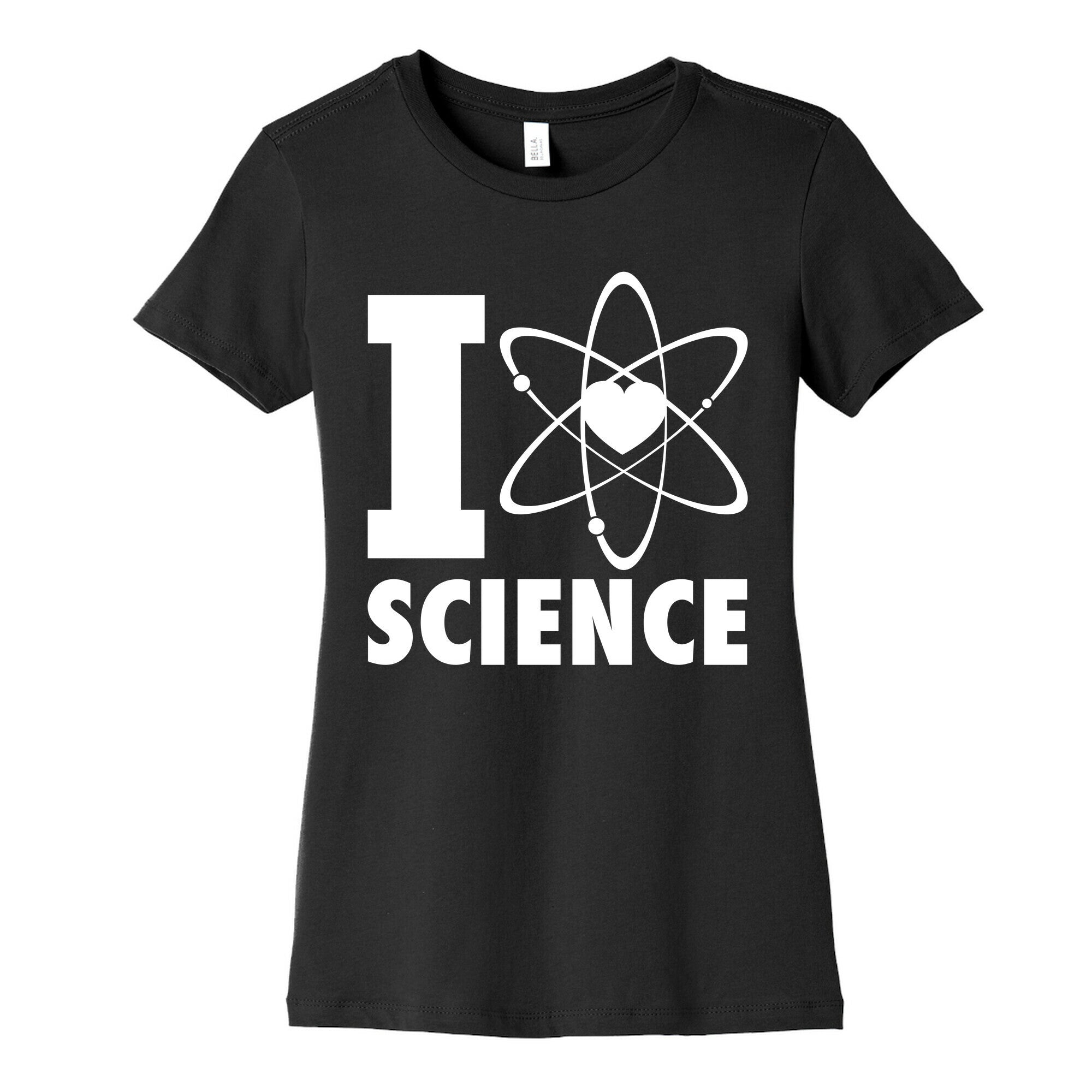 I Love Science (Atom Heart) (White Ink) Women's Cotton Tee
